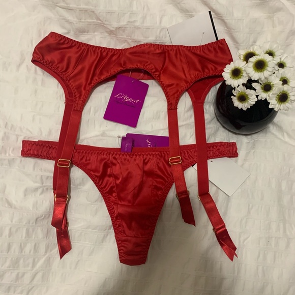 AP L’Agent satin Danita garter belt and thong set - Picture 5 of 6